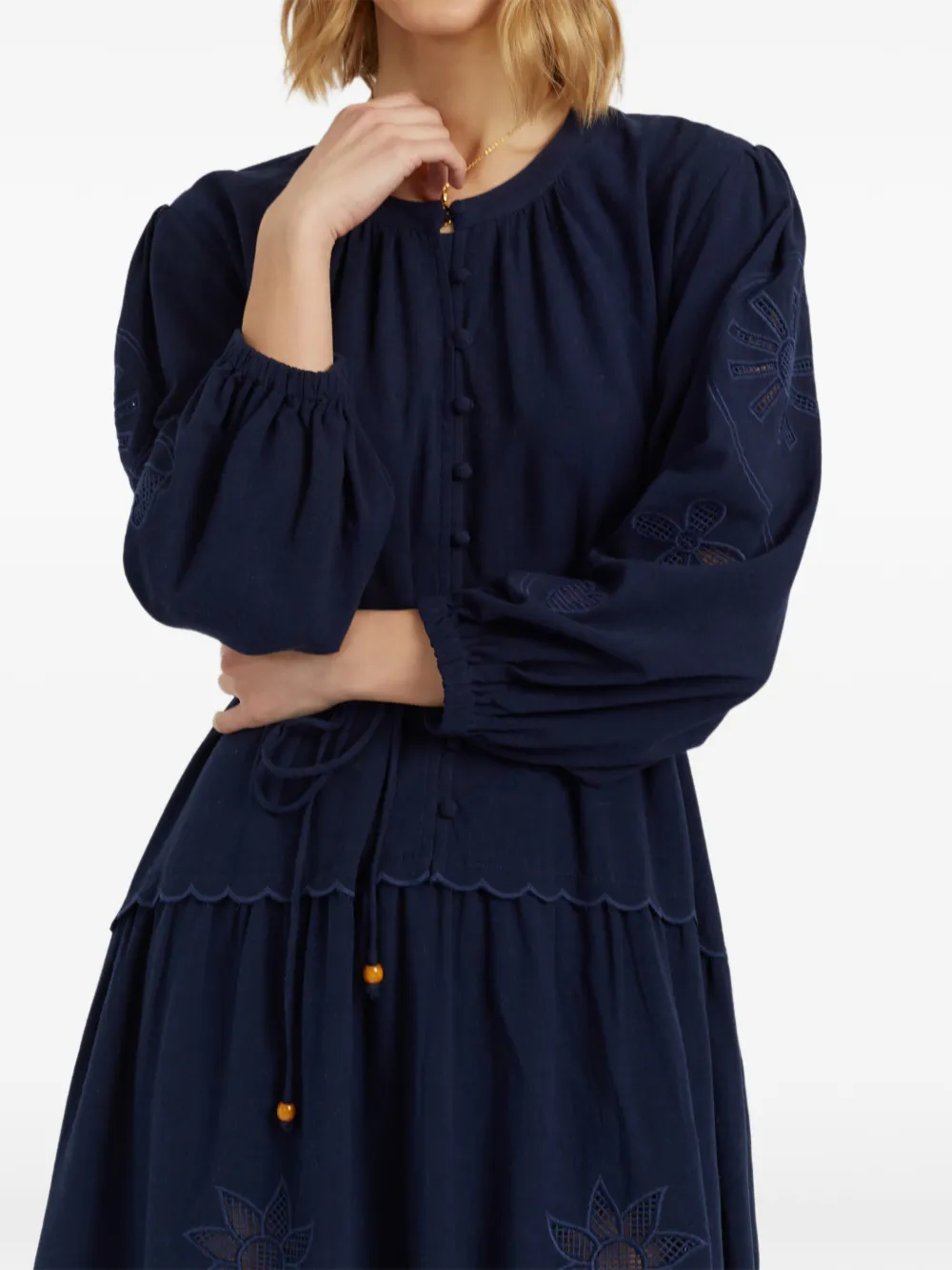 Chinti & Parker Broderie gewelfde midi-jurk Blauw