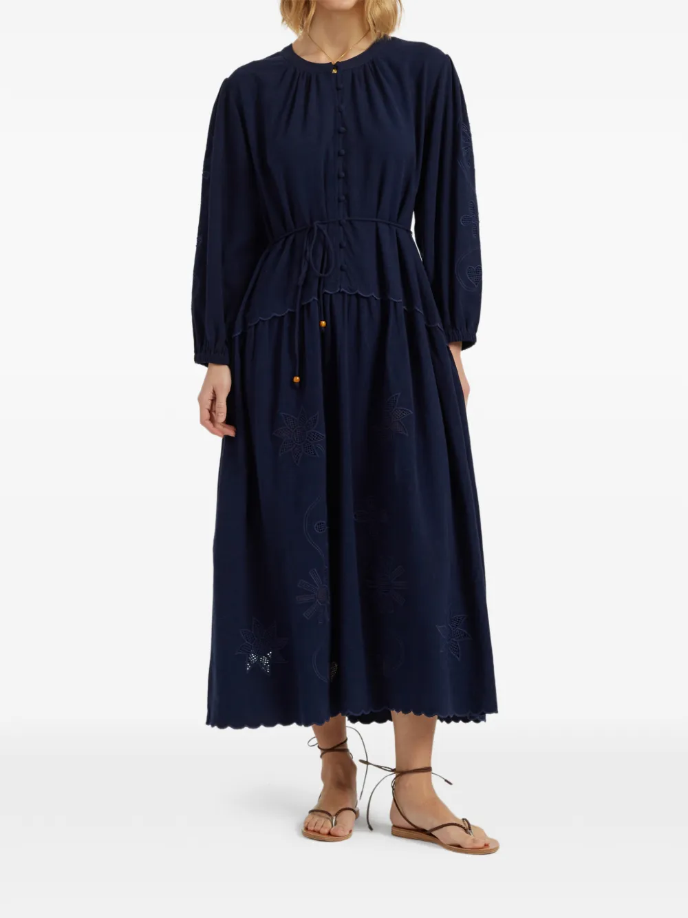Chinti & Parker Broderie gewelfde midi-jurk Blauw
