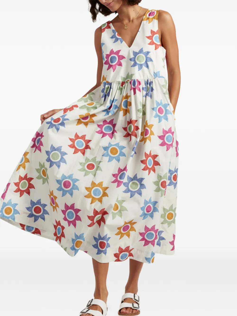 Chinti & Parker Midi-jurk met V-hals Wit