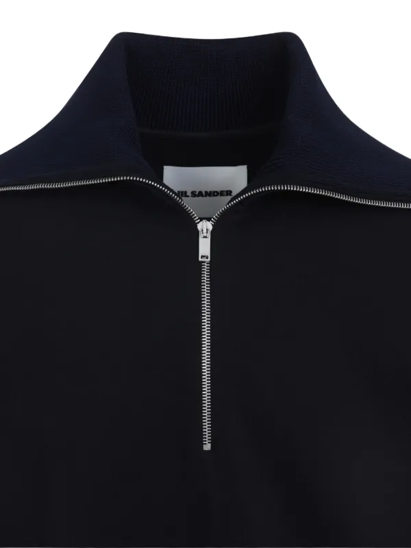Jil Sander ジップカラーセーター | ブルー | FARFETCH JP