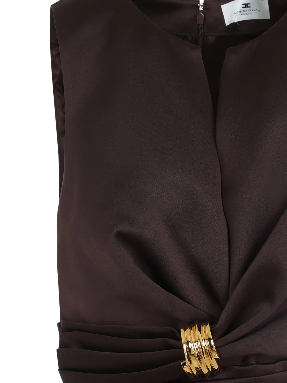 Elisabetta Franchi Geknoopte jurk met applicatie Bruin