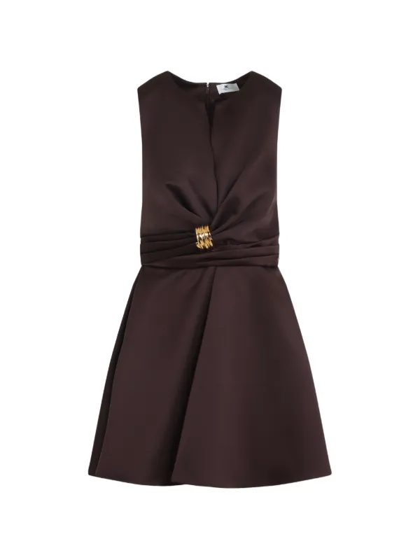 【ELISABETTA FRANCHI 】チェーン装飾 ノーカラージャケット Elisabetta Franchi ノット アップリケ ドレス | ブラウン | FARFETCH JP