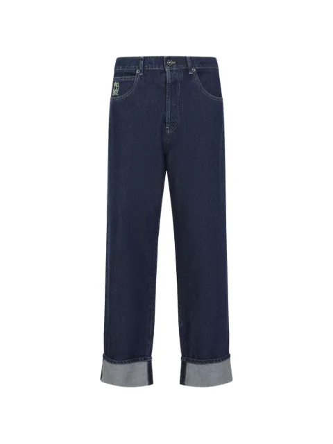 Marni cuffed embroidery denim jeans
