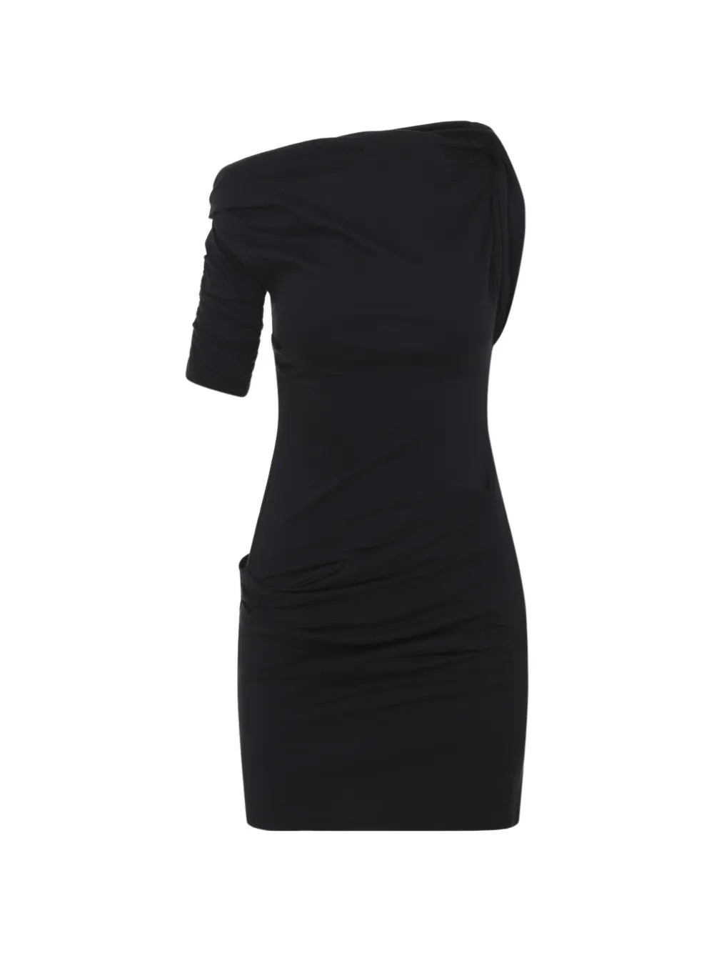 Jacquemus ruched one-shoulder mini dress - Black
