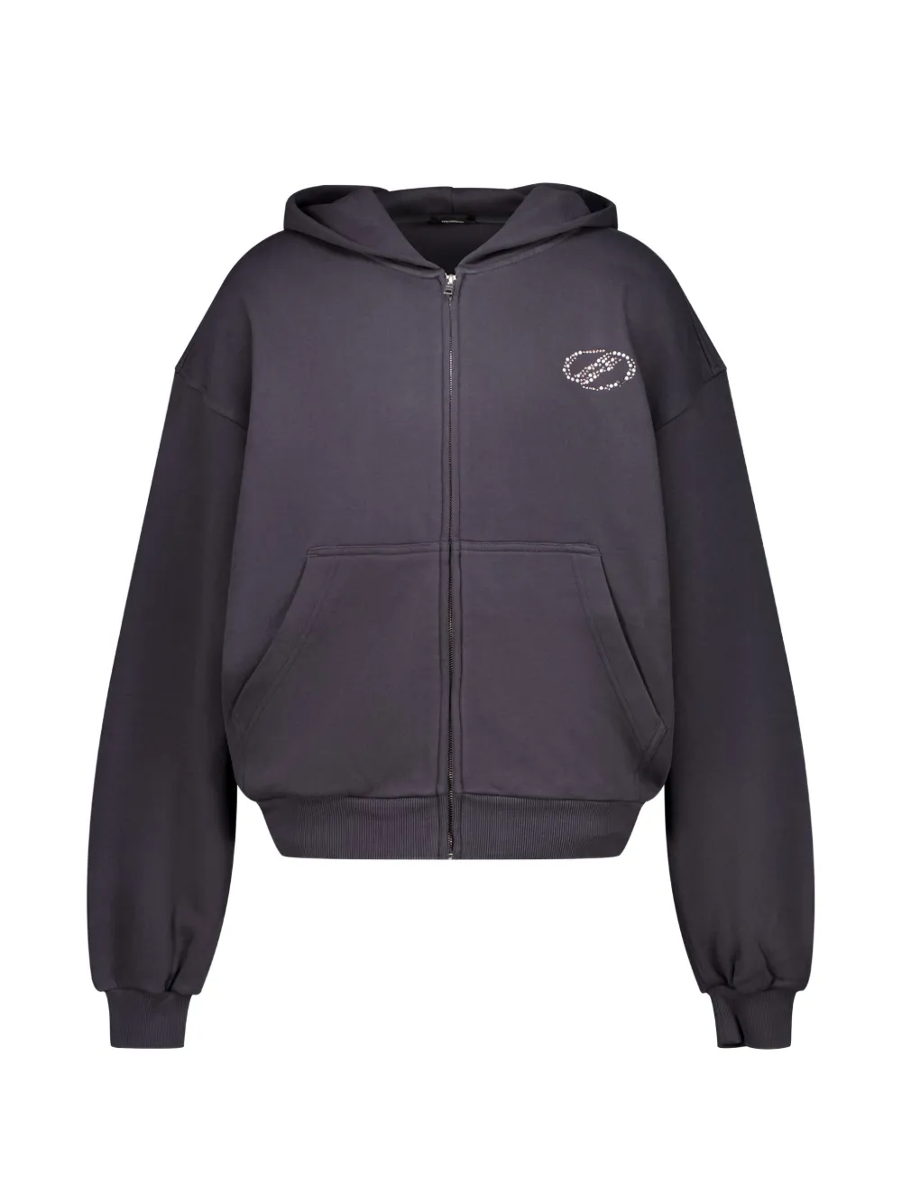 We11done Se11done rhinestone-embellished zip-up hoodie - Grigio