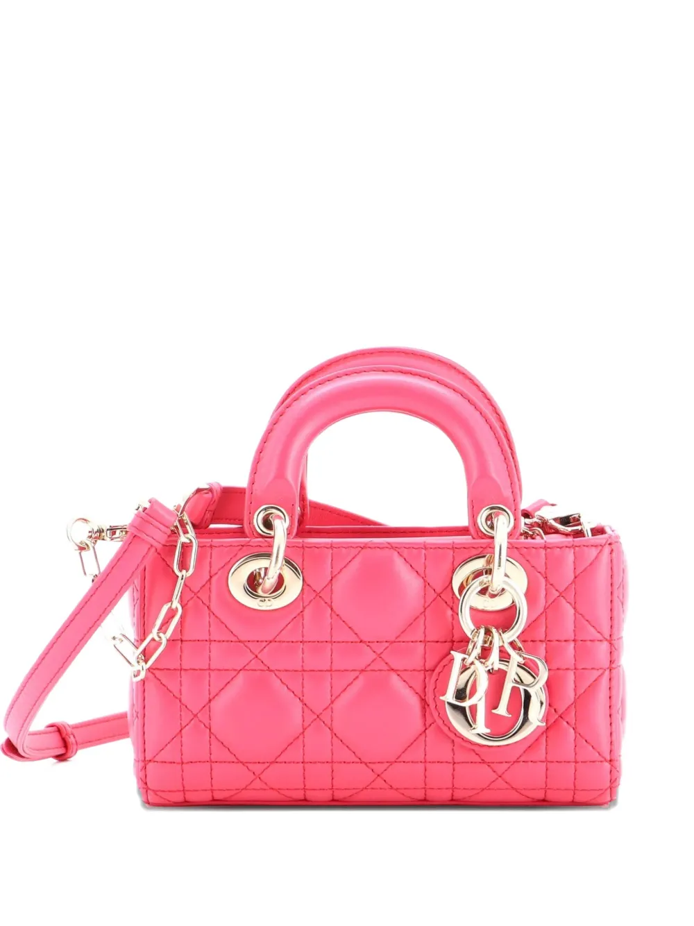 Christian Dior Pre-Owned Borsa a tracolla Lady D-Joy micro in pelle di agnello trapuntata con motivo Cannage - Rosa