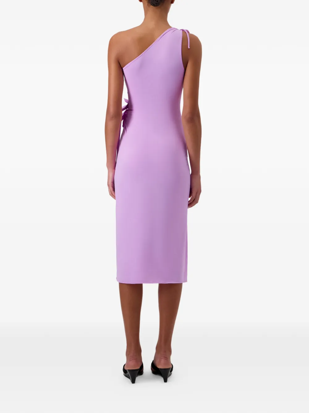Coperni Asymmetrische midi-jurk met bloemdetail Paars