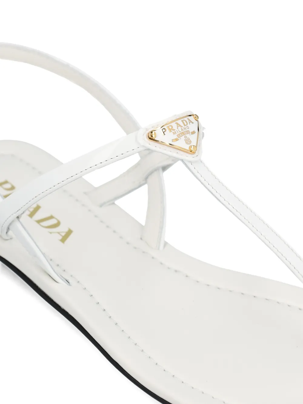 Prada logo-plaque strap sandals Wit