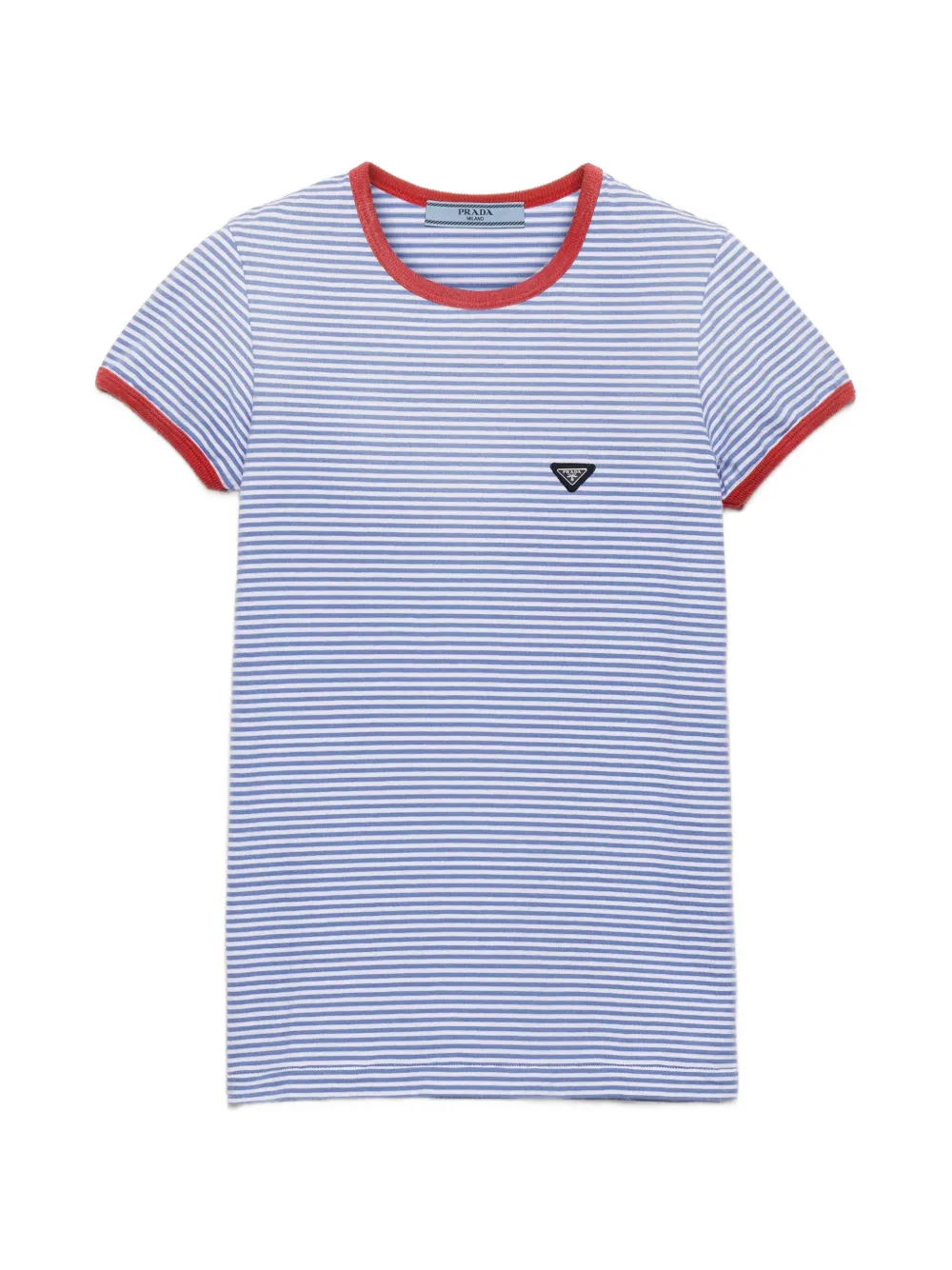 Prada striped logo top - Blu