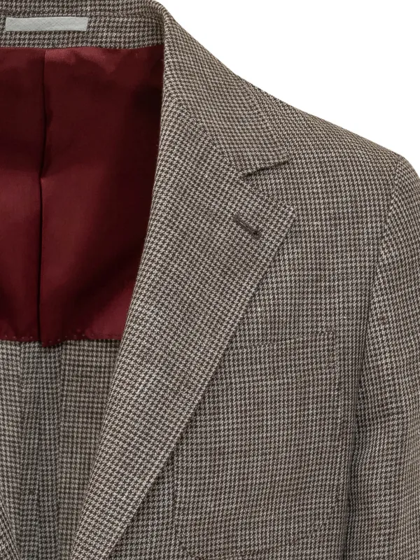 Brunello Cucinelli ハウンドトゥース リネンジャケット | ブラウン