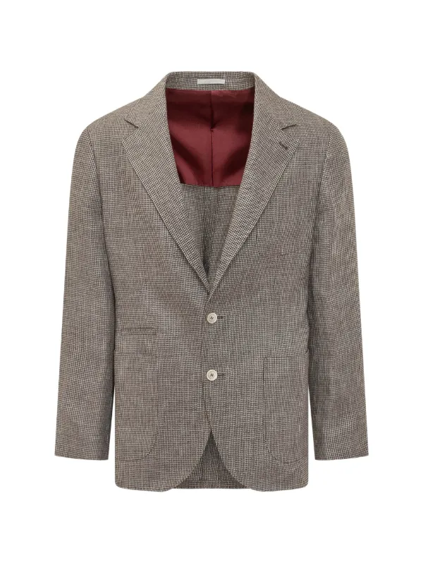 Brunello Cucinelli ハウンドトゥース リネンジャケット | ブラウン