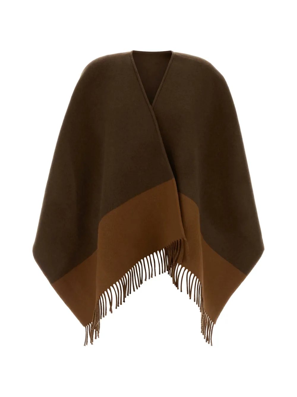 Gucci cape frangée à logo intarsia - Marron