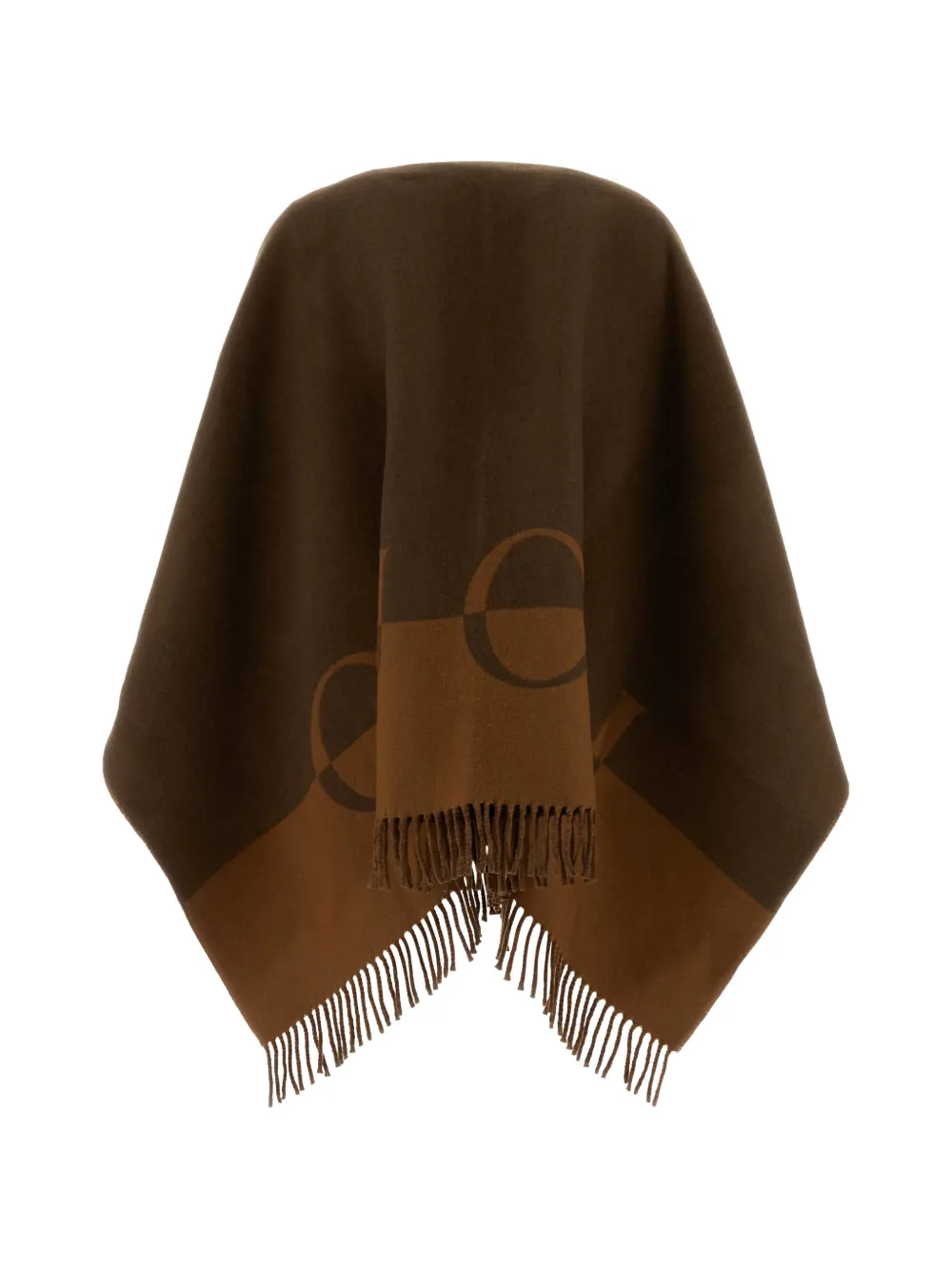 Gucci Cape met franje afwerking en logo-intarsia Bruin