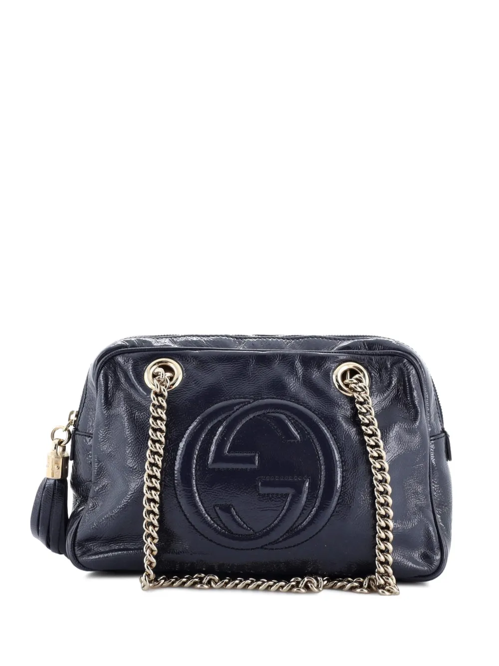 Gucci Pre-Owned Borsa a spalla Soho piccola in pelle verniciata con zip e catena - Blu