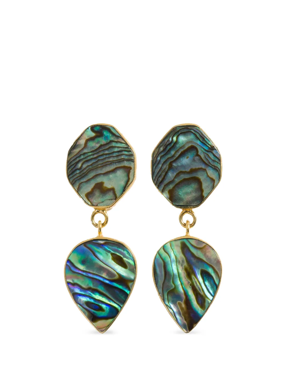 FREYA ROSE Warrioress Paua drop-design earrings - Gold