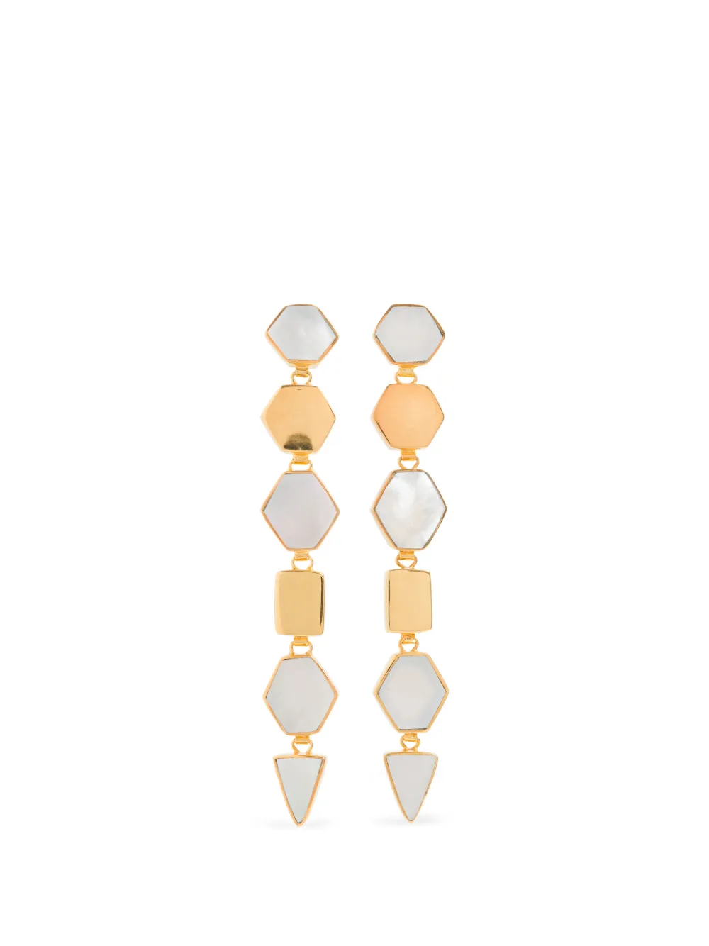 FREYA ROSE Warrioress geometric armour drops earrings - Gold