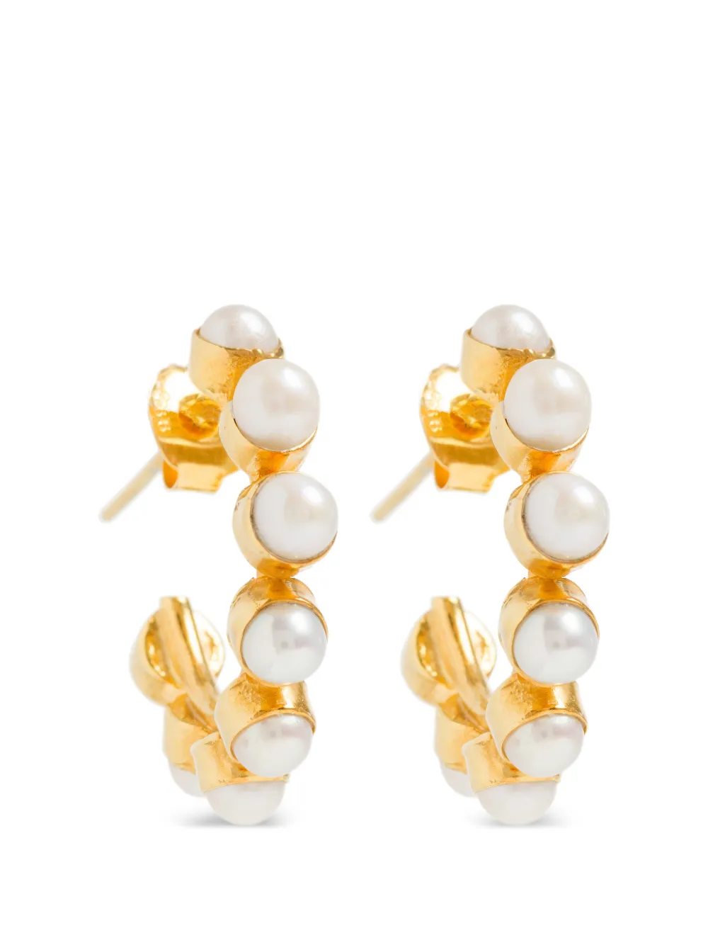 FREYA ROSE pearl stud hoops earrings - Gold