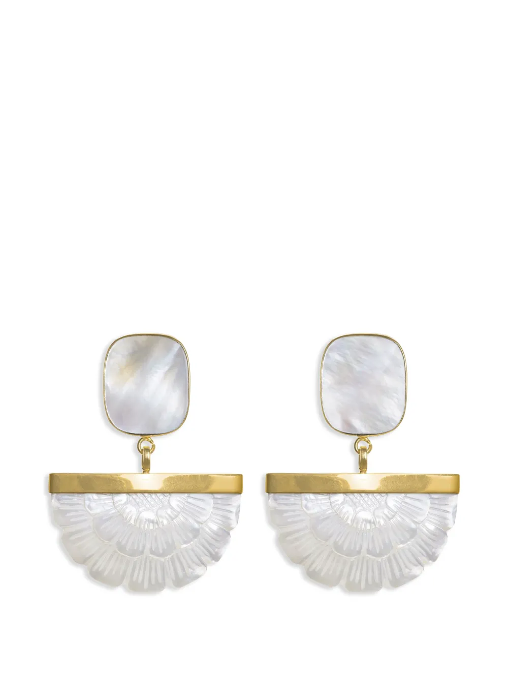 FREYA ROSE hand carved mother of pearl rose earrings - White