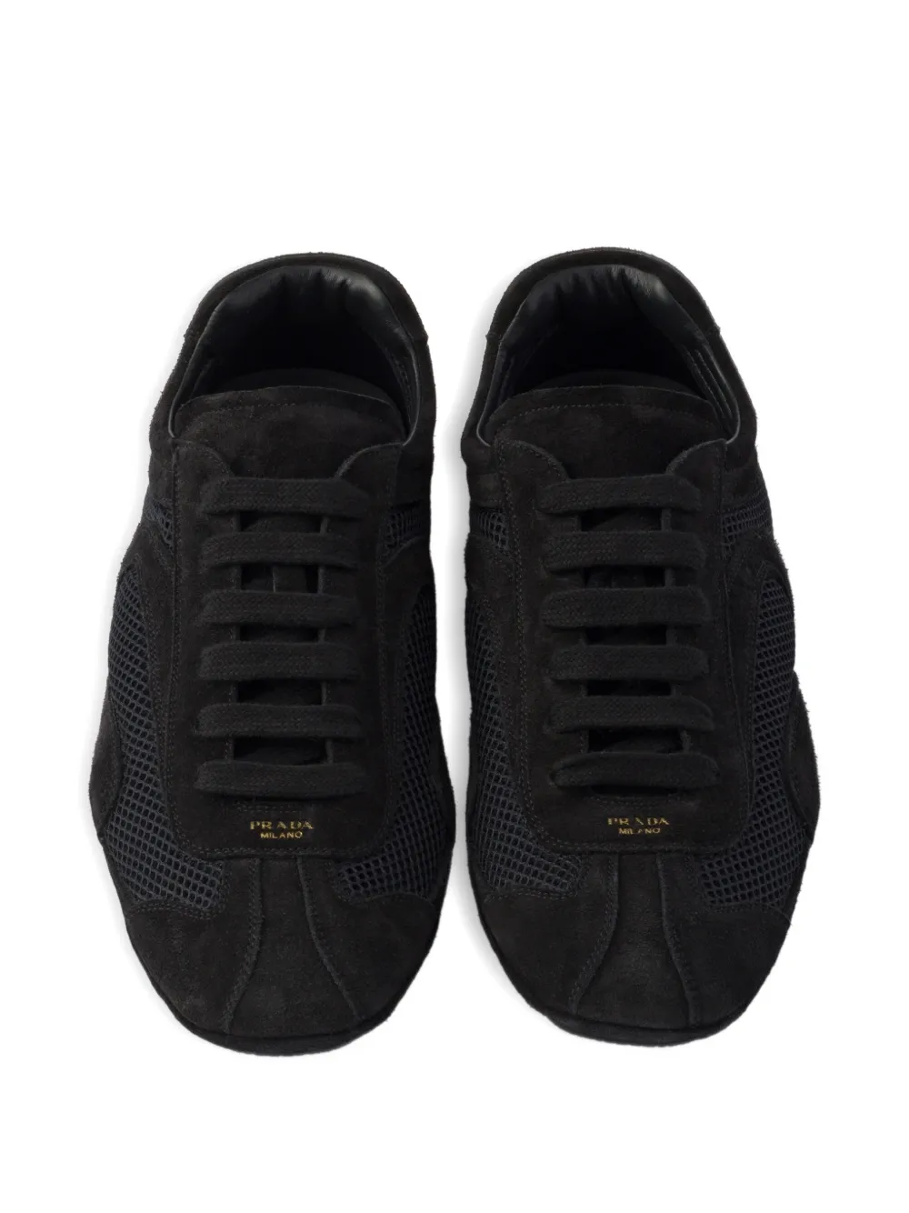 Prada Montecarlo Re-Edition 2005 suede and mesh sneakers Zwart