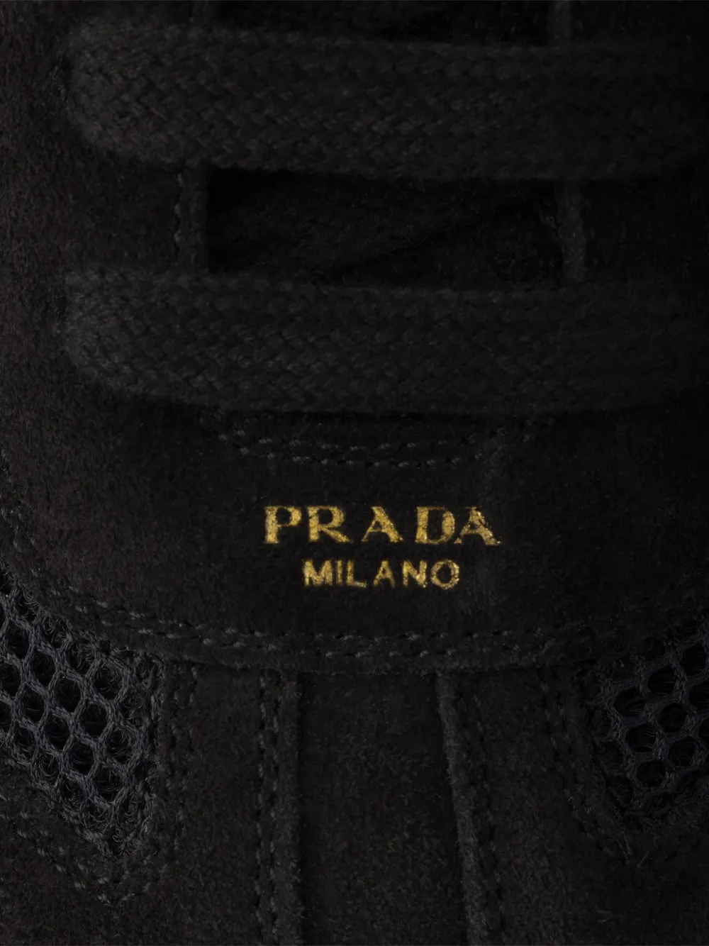 Prada Montecarlo Re-Edition 2005 suede and mesh sneakers Zwart