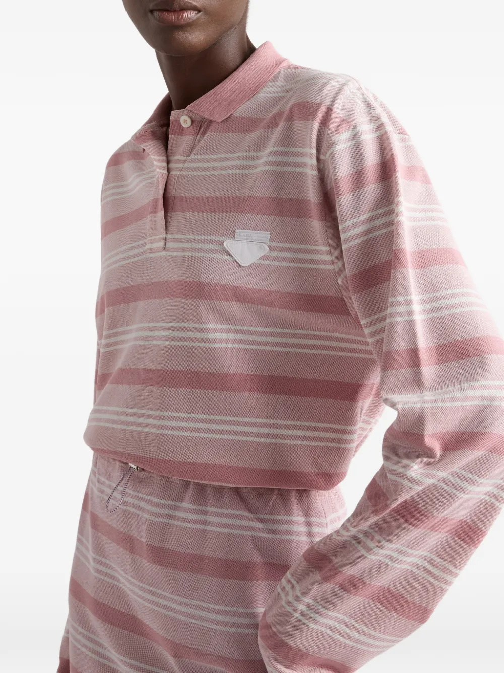  Prada Striped Knit Polo Shirt - Pink 