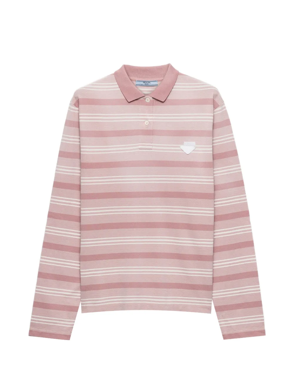 Prada striped long-sleeved polo shirt - Rosa