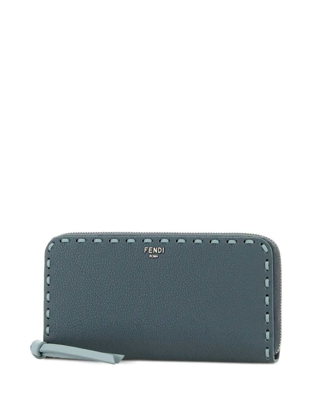  Fendi Large Peekaboo Stitched Leather Wallet - Blue 