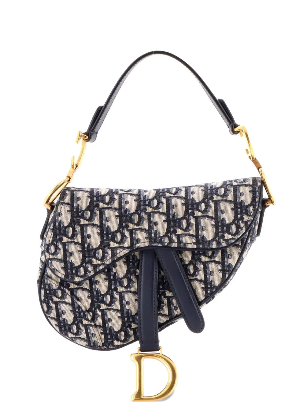 Christian Dior Pre-Owned Borsa a spalla Saddle mini in tela con motivo Oblique - Blu