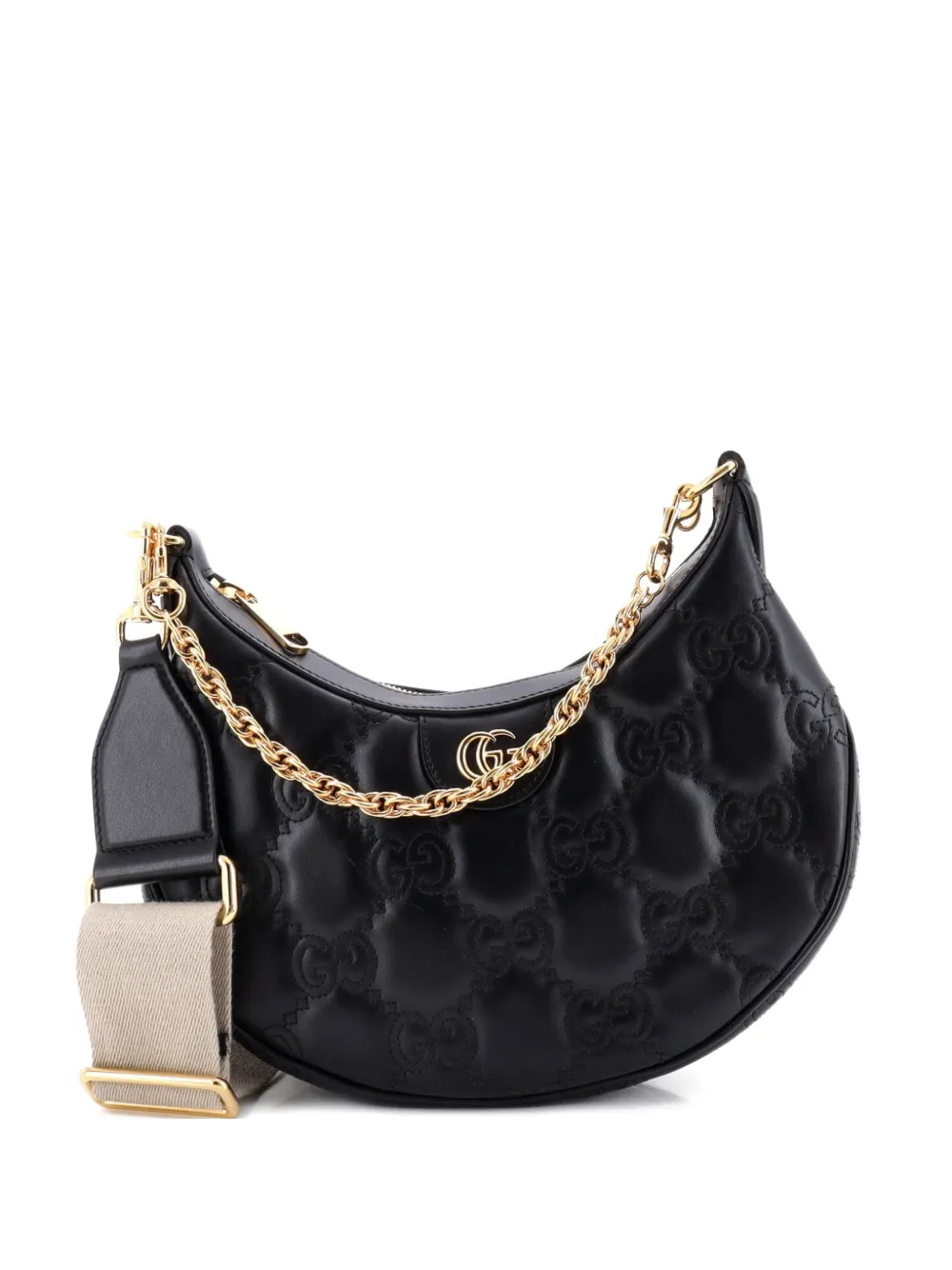 Gucci Pre-Owned Half Moon Hobo GG Matelasse Leather Small crossbody bag - Nero