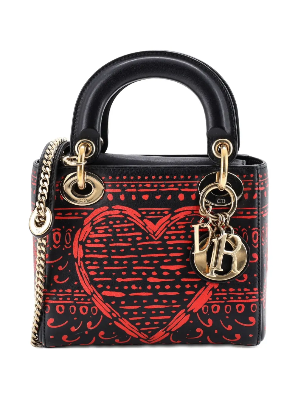 Christian Dior Pre-Owned Lady Dior Bag Printed Leather Mini tote bag - Nero