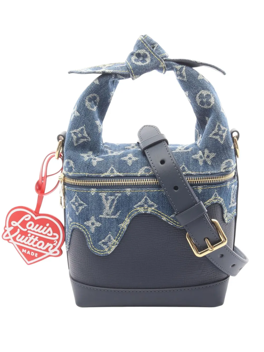 Louis Vuitton Pre-Owned 2021-2026 Nigo Monogram Denim and Taurillon Japanese Cruiser Bag satchel - Blu