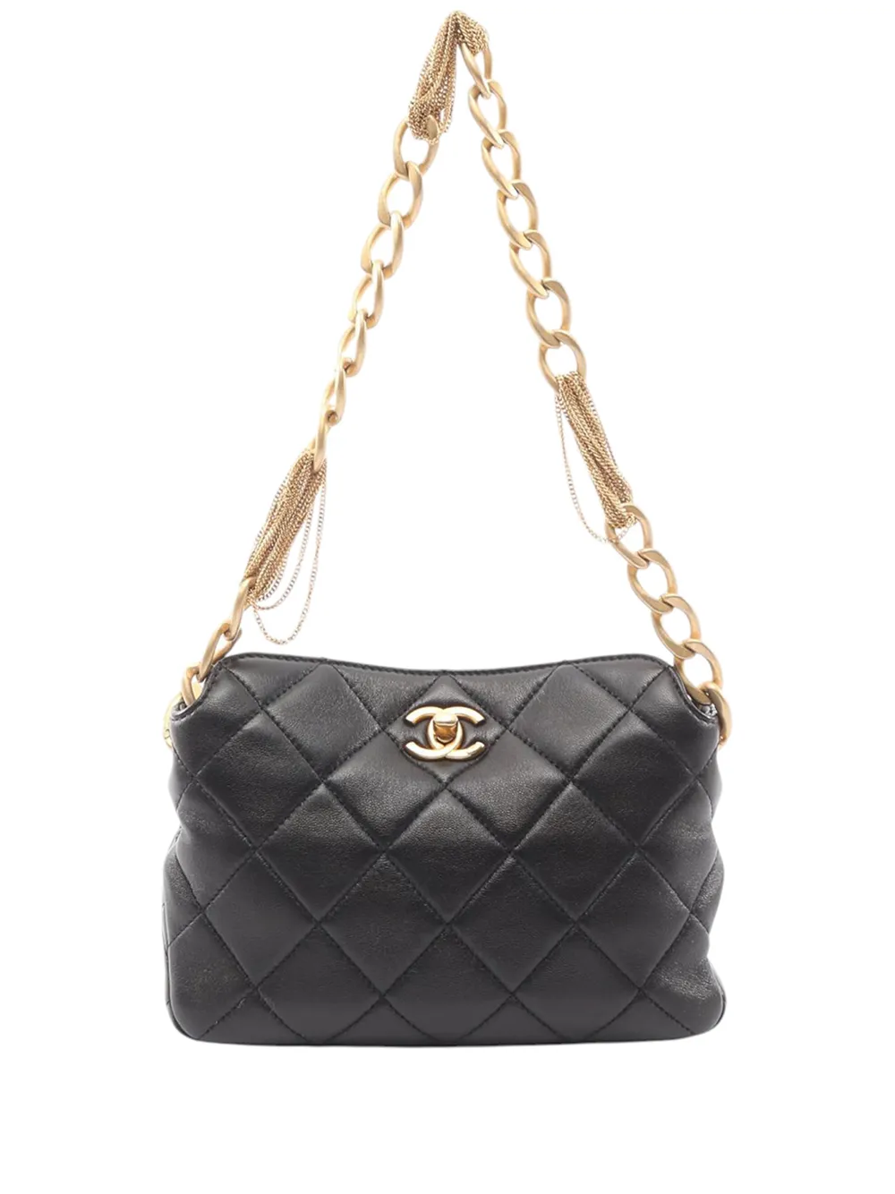 CHANEL Pre-Owned 2021-2026 Quilted Lambskin Chain Link Hobo shoulder bag - Nero