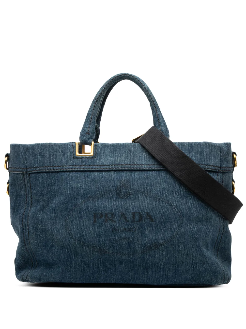 Prada Pre-Owned 2013-2025 Denim Canapa Logo satchel - Blu