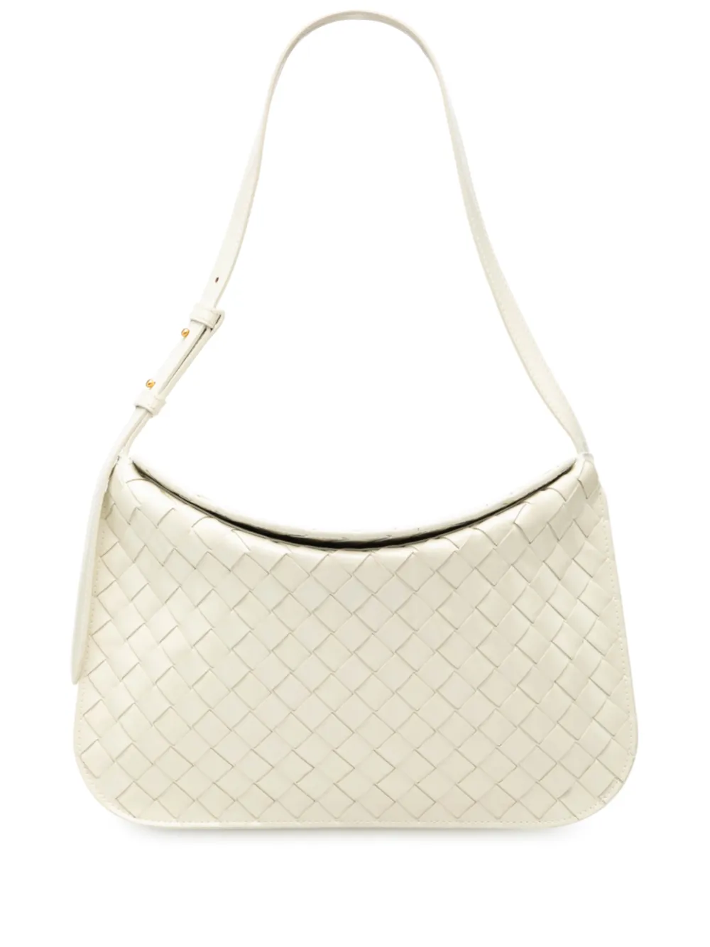 Bottega Veneta Pre-Owned 2012-2025 Brushed Calfskin Intrecciato Cradle Fold Over shoulder bag - Bianco