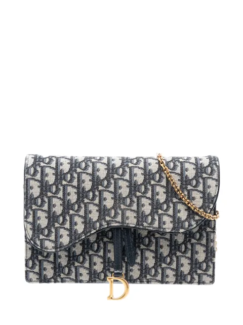 Christian Dior Pre-Owned 2022 Oblique Canvas Saddle Wallet On Chain crossbody bag