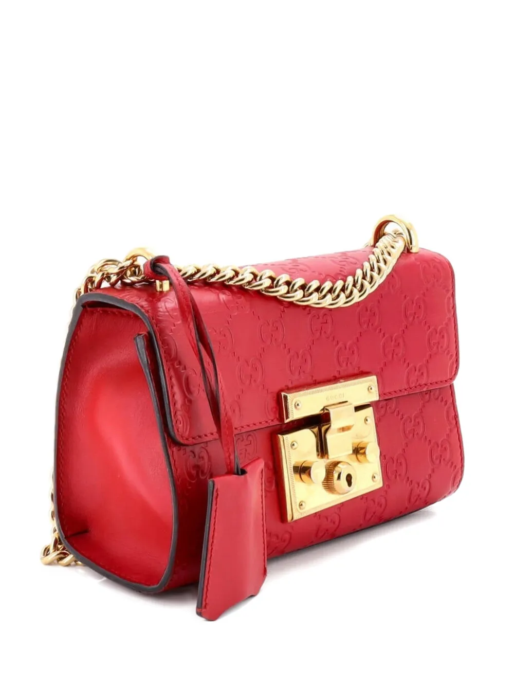 Gucci Pre-Owned Padlock Shoulder Bag Guccissima Leather Small crossbody bag - Rosso