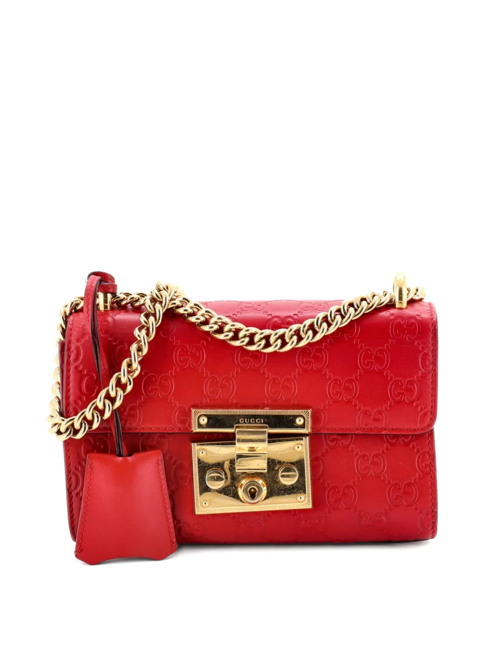 Gucci Pre-Owned Padlock Shoulder Bag Guccissima Leather Small crossbody bag - Rosso
