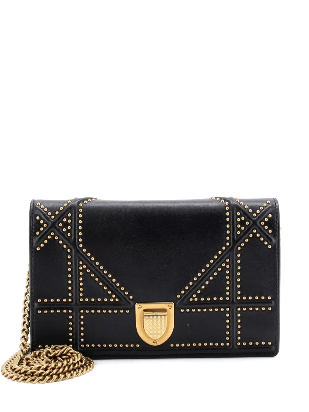 Christian Dior Pre-Owned Diorama Wallet on Chain Studded Leather crossbody bag - Nero