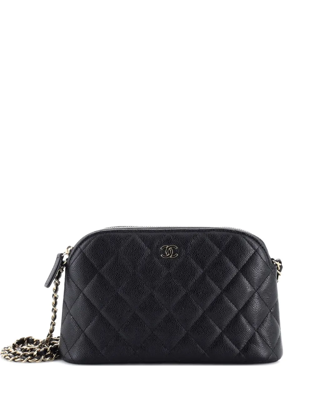 CHANEL Pre-Owned CC Dome Zip Clutch with Chain Quilted Caviar Small shoulder bag - Nero