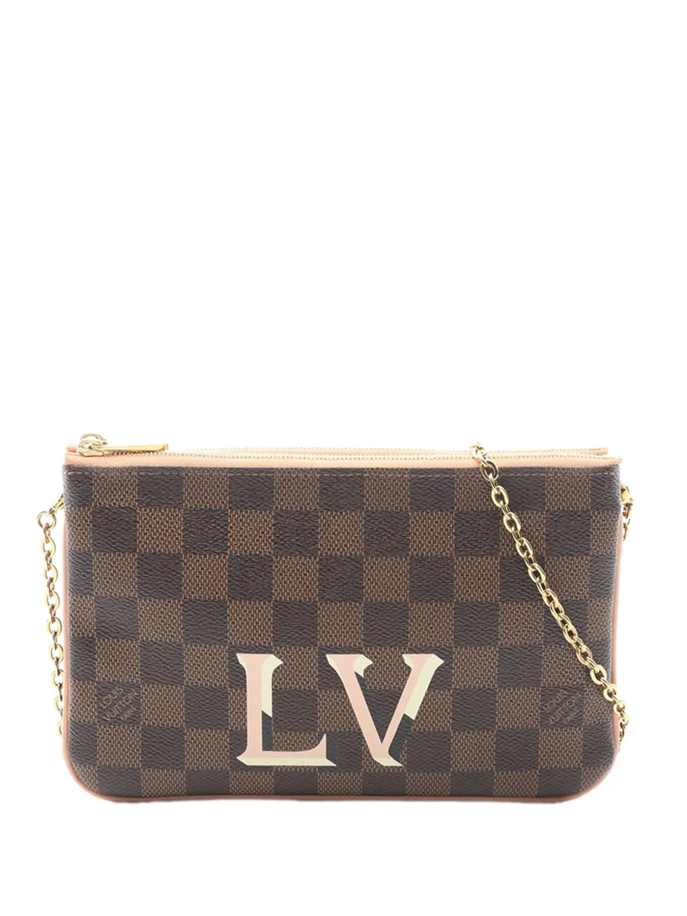 Louis Vuitton Pre-Owned 2019 Damier Ebene Pochette Double Zip crossbody bag - Marrone