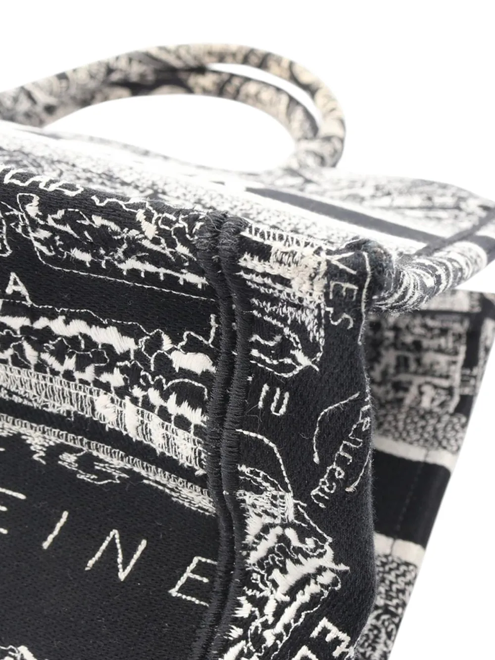 Pre-owned Dior 2023 Medium Canvas Embroidered Plan De Paris Book Tote Bag In Black