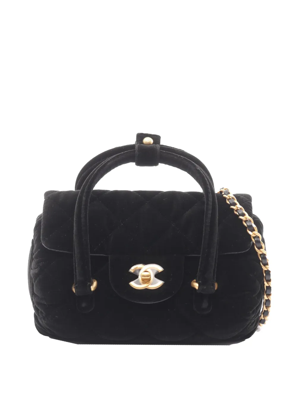 CHANEL Pre-Owned 2021-2026 Mini CC Quilted Velour satchel - Nero