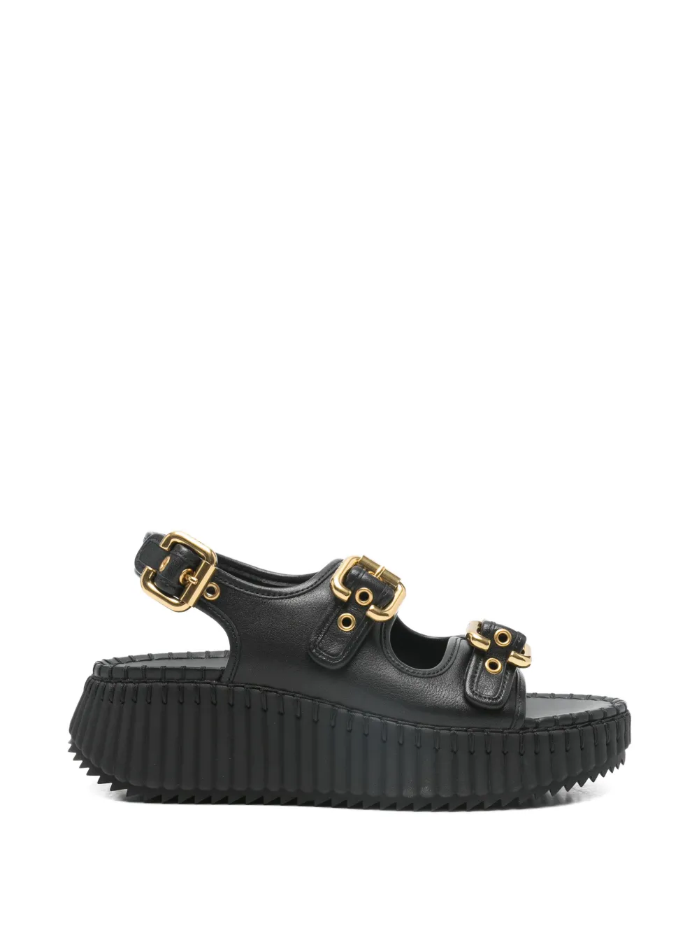 Chloé Nama buckle flatform heeled sandals - Nero