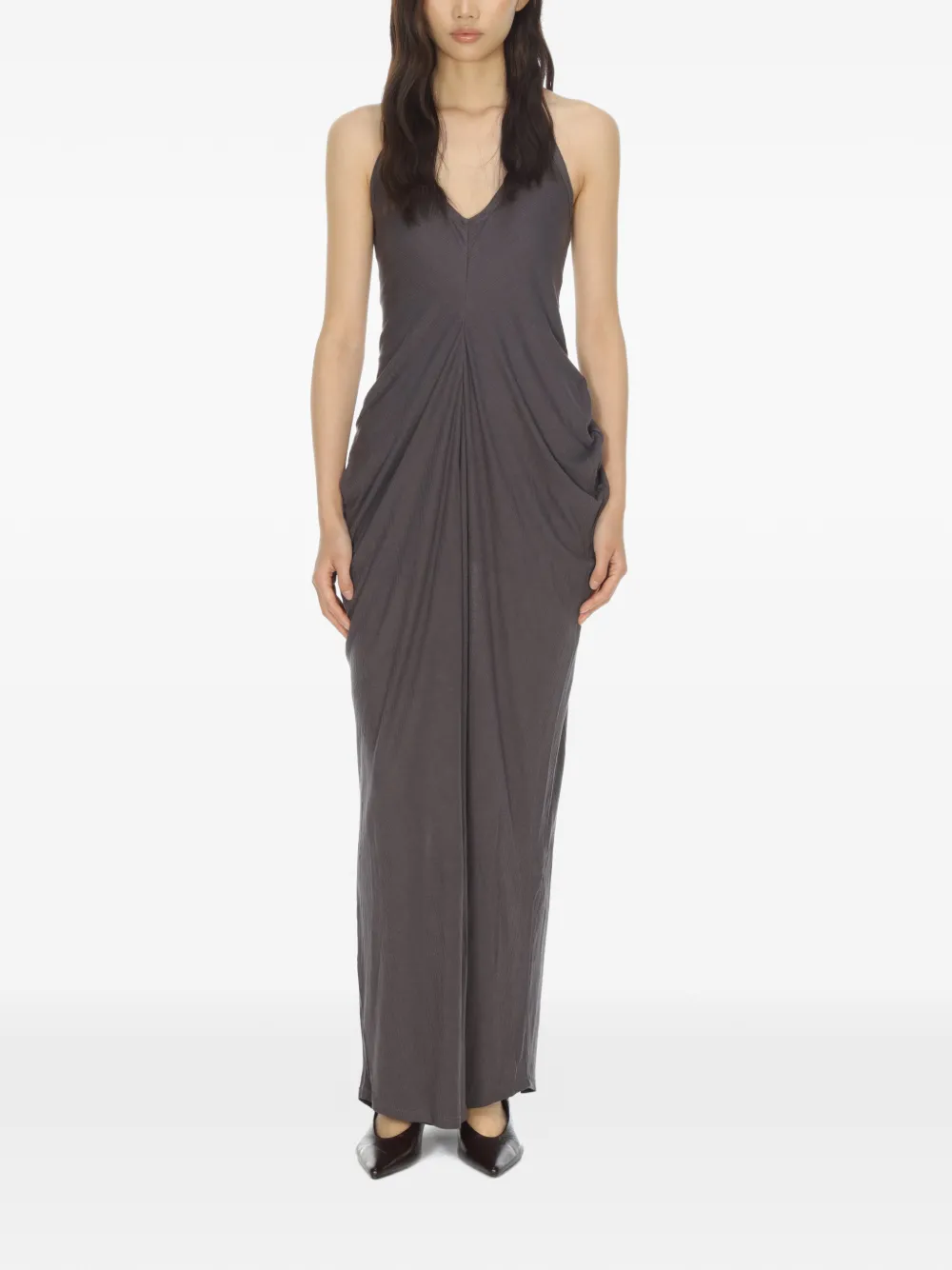  Oude Waag V-neck Draped Vest Maxi Dress - Grey 