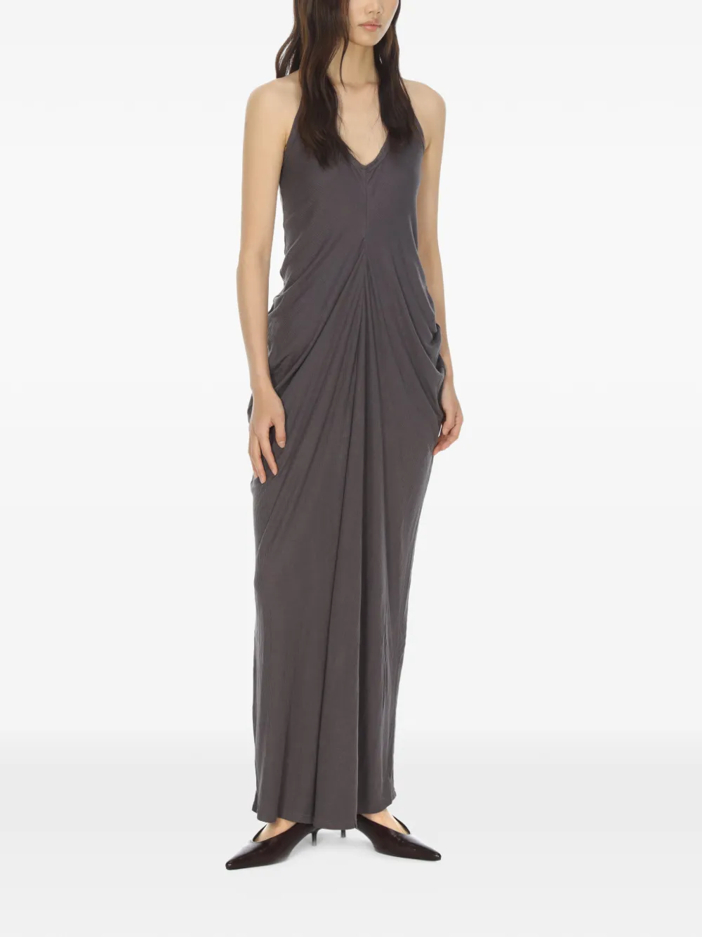  Oude Waag V-neck Draped Vest Maxi Dress - Grey 