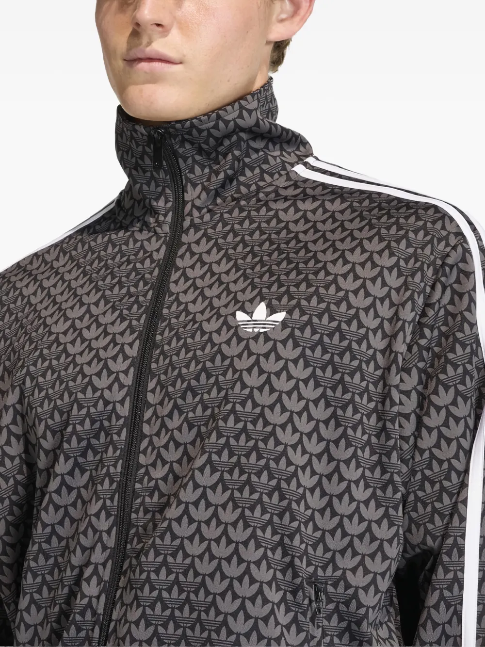  Adidas Firebird Patterned Zip Sweatshirt - Grey 