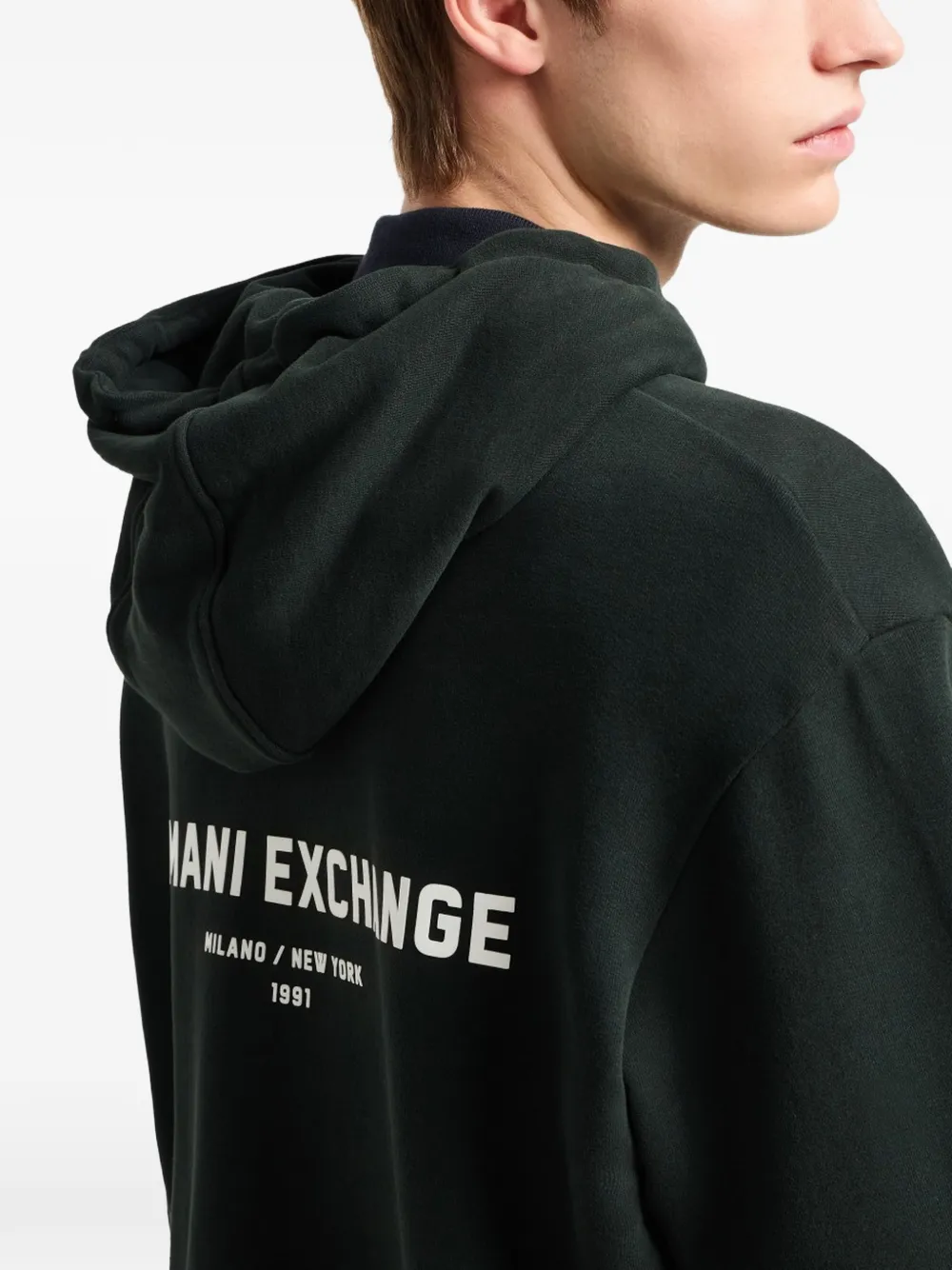  Armani Exchange Drawstring Logo Hoodie - Green 