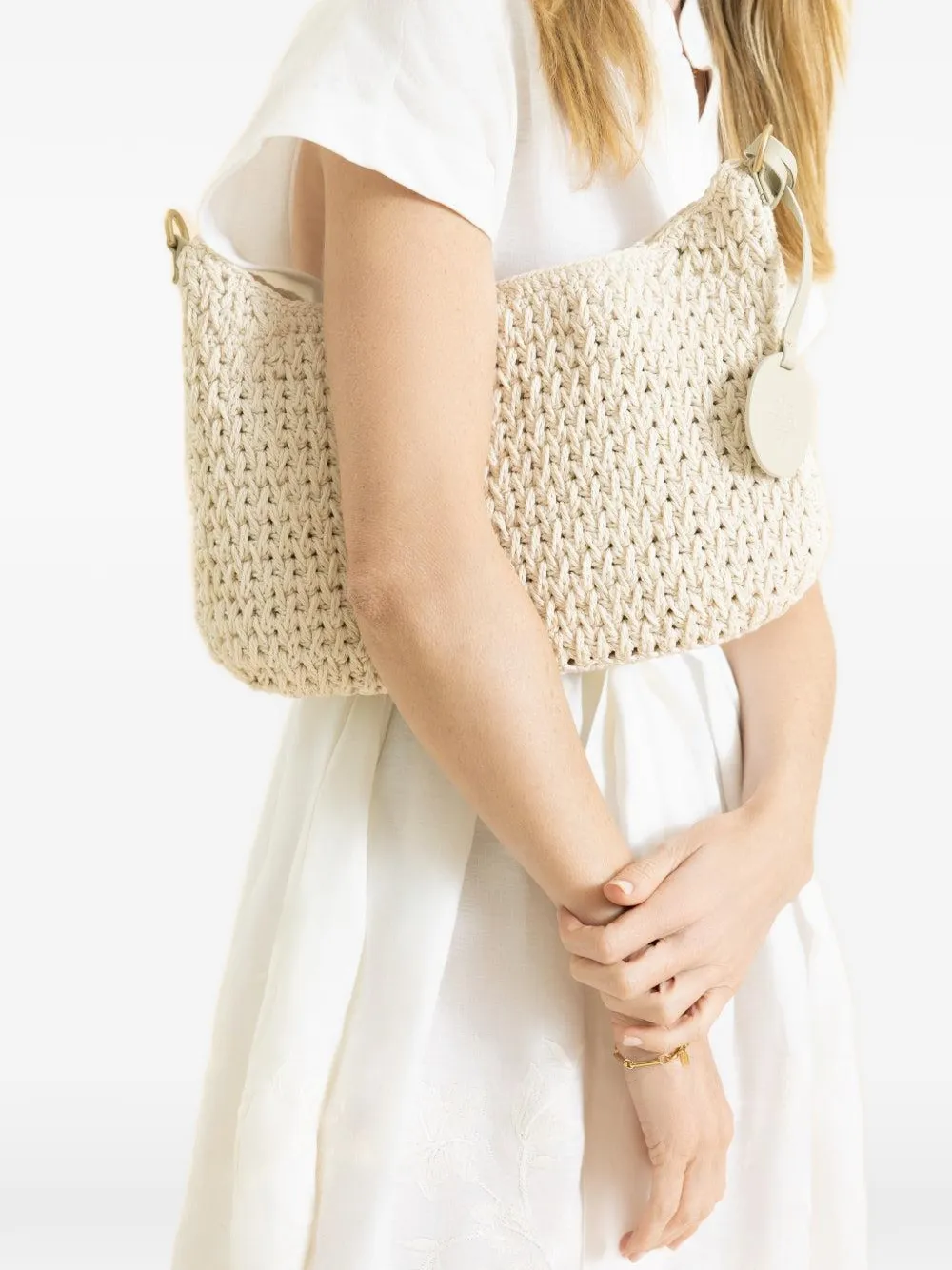  Eleventy Crochet Shoulder Bag - Neutrals 