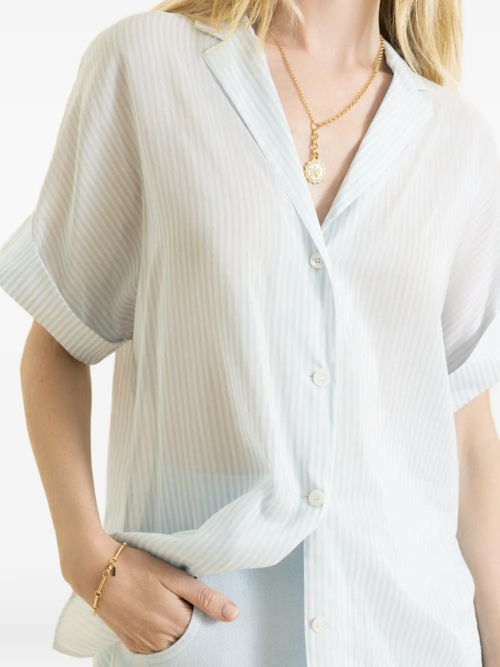  Eleventy Button Front Short-sleeve Shirt - White 