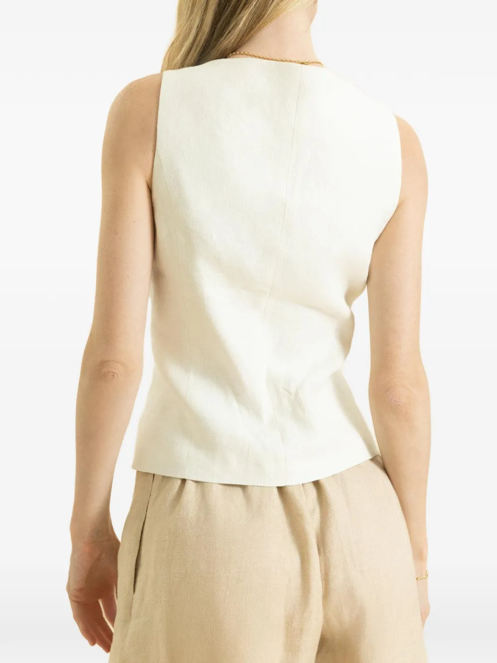  Eleventy Boat-neck Button Top - Neutrals 